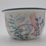 Compotera de Porcelana Mediana con vivos verde Tatu carreta