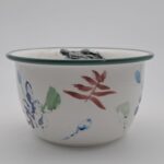 Compotera de porcelana con vivo verde Yacaré