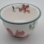 Compotera de Porcelana con vivos verdes