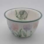 Compotera de porcelana con vivos verdes
